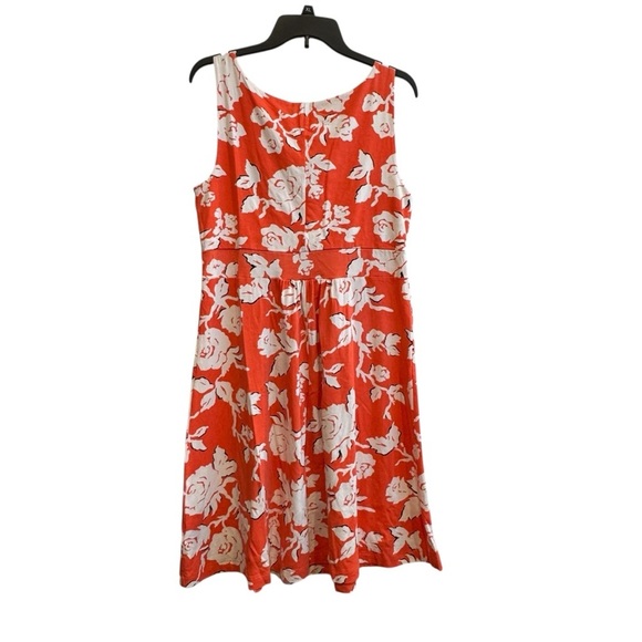 Lands' End Red Orange and White Floral Mini Dress - Picture 2 of 7